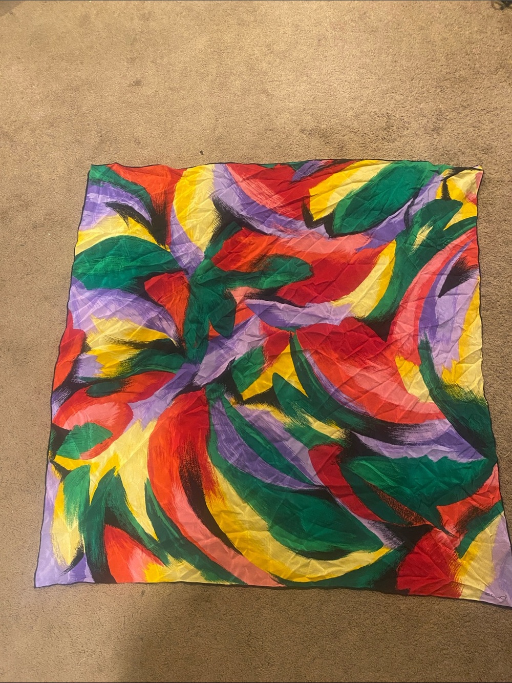 Echo Multicolor Abstract Floral Square Scarf